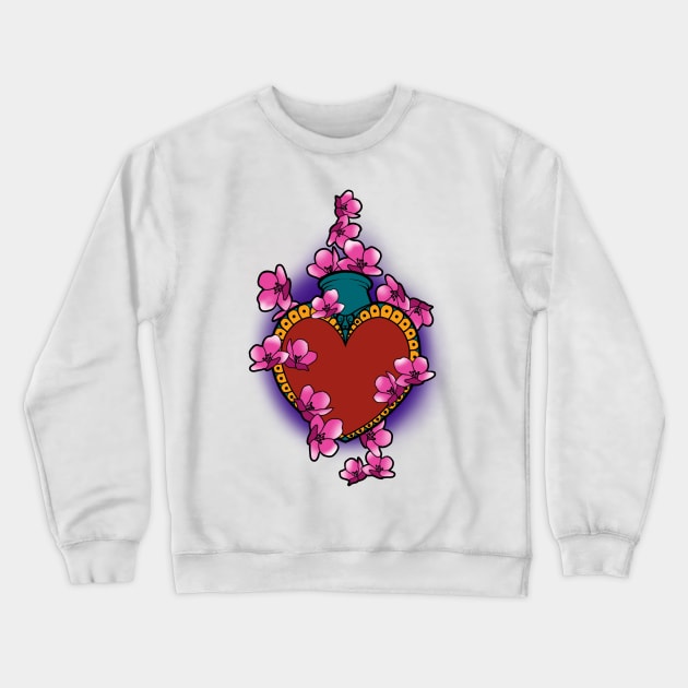 Cashed heart with cherry blossom confetti Crewneck Sweatshirt by InkSmith